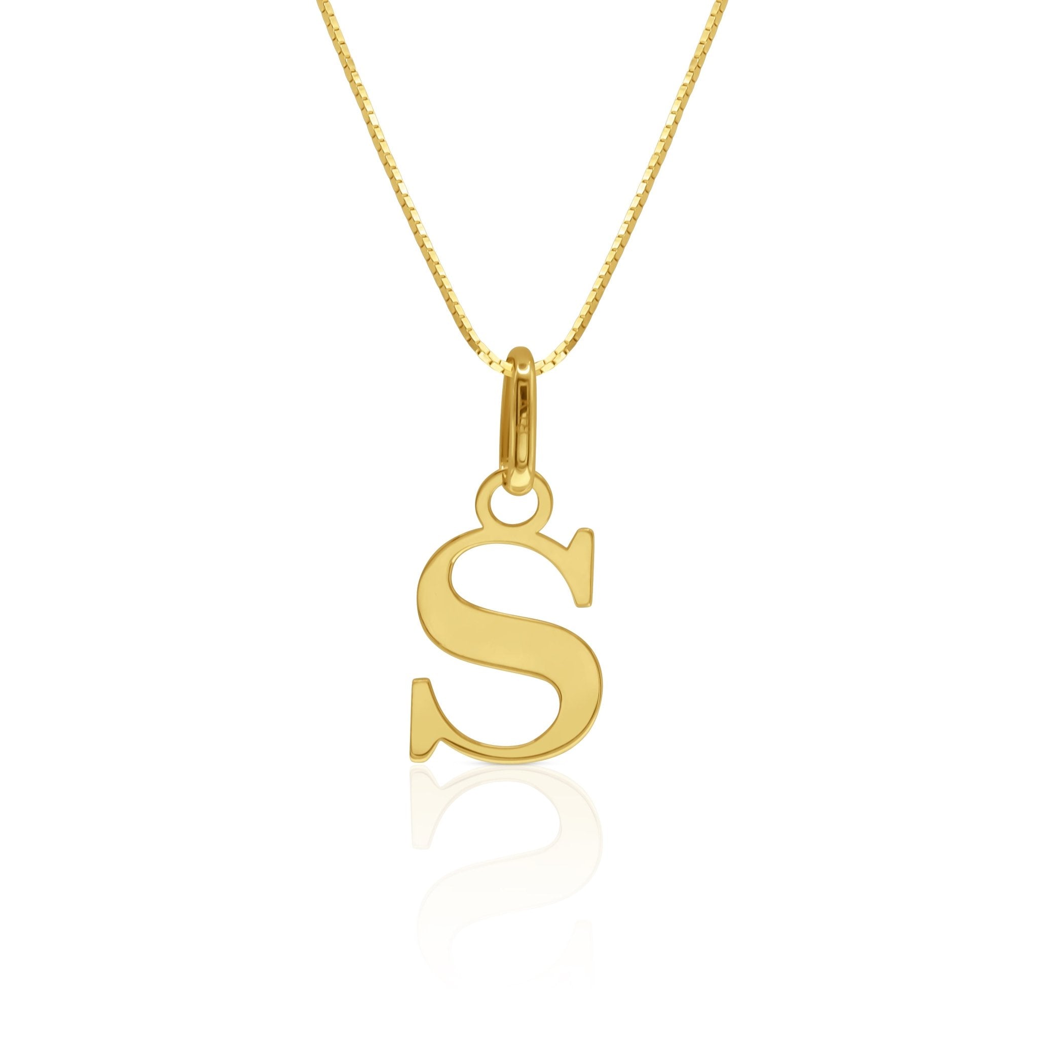 Signature Initial 18K Gold Letter Necklace – S - Delma Gold Jewelry