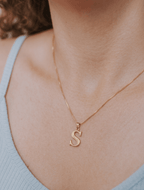 Signature Initial 18K Gold Letter Necklace – S - Delma Gold Jewelry