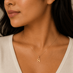 Signature Initial 18K Gold Letter Necklace – S - Delma Gold Jewelry
