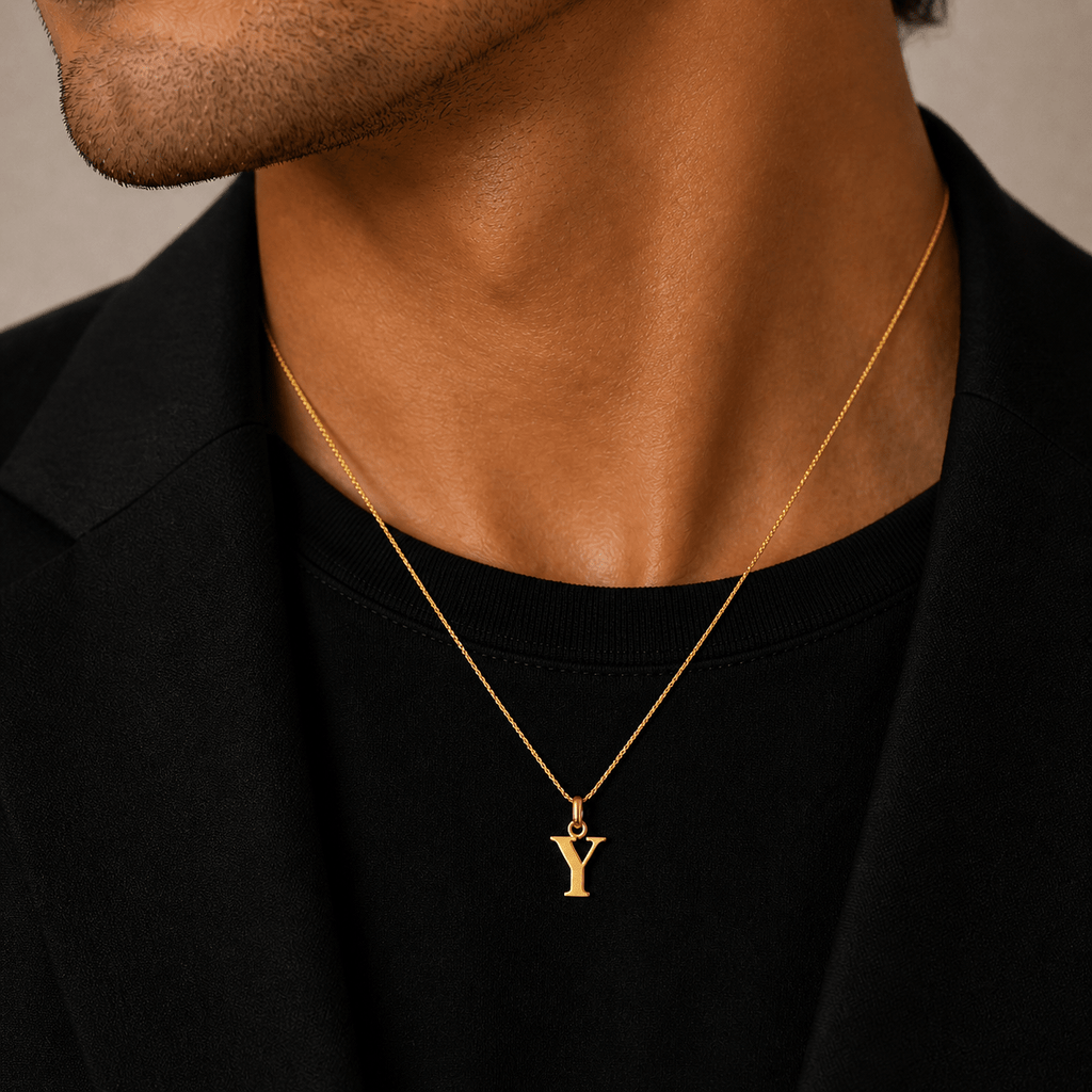 Signature Initial 18K Gold Letter Necklace – Y - Delma Gold Jewelry