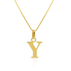 Signature Initial 18K Gold Letter Necklace – Y - Delma Gold Jewelry