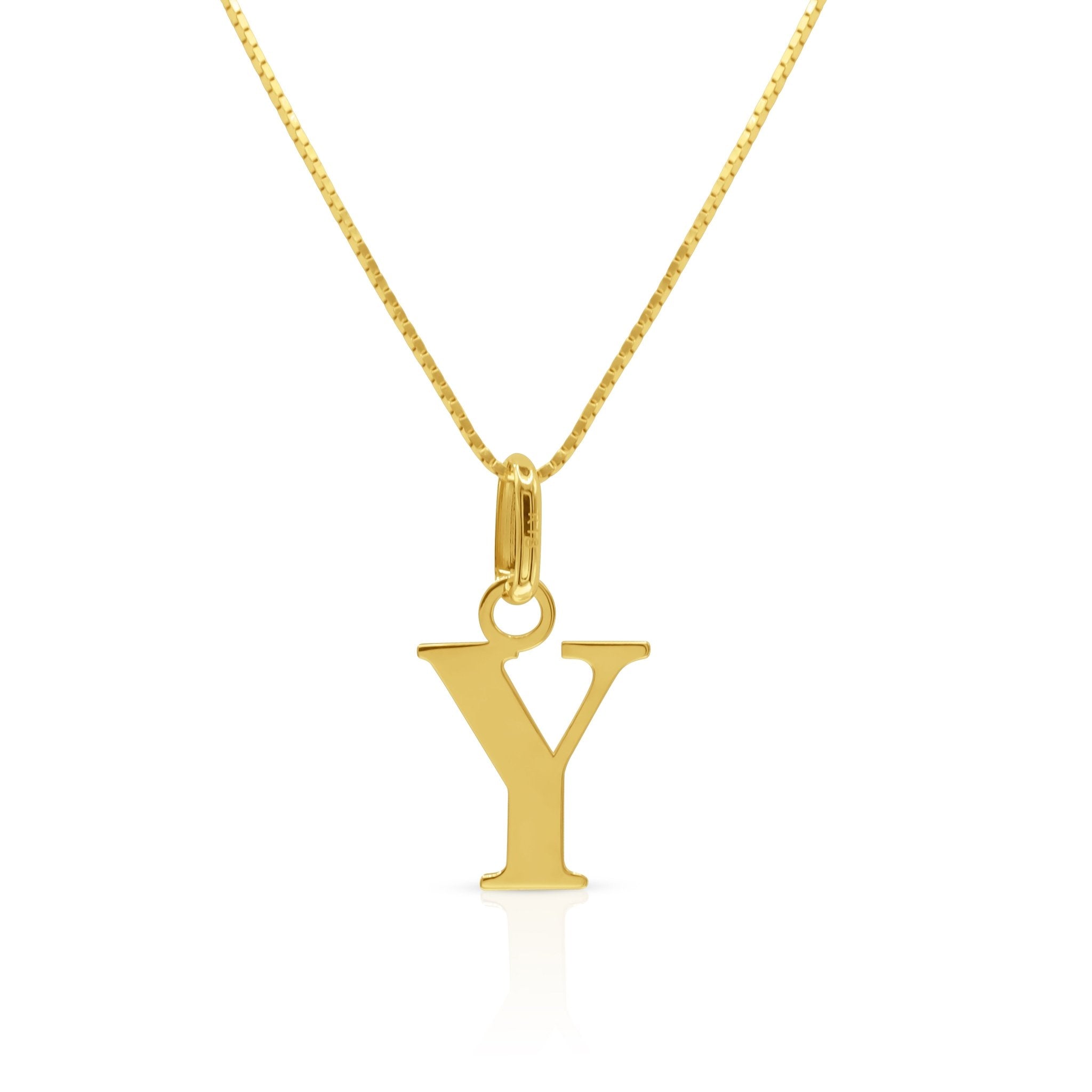 Signature Initial 18K Gold Letter Necklace – Y - Delma Gold Jewelry