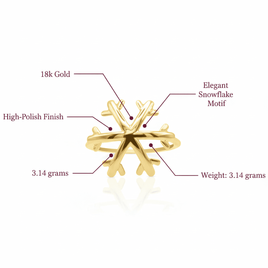 Snowflake Motif Ring, Solid 18K Gold - Delma Gold Jewelry