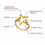 Star Accent Ring, Polished Solid 18K Gold - Delma Gold Jewelry