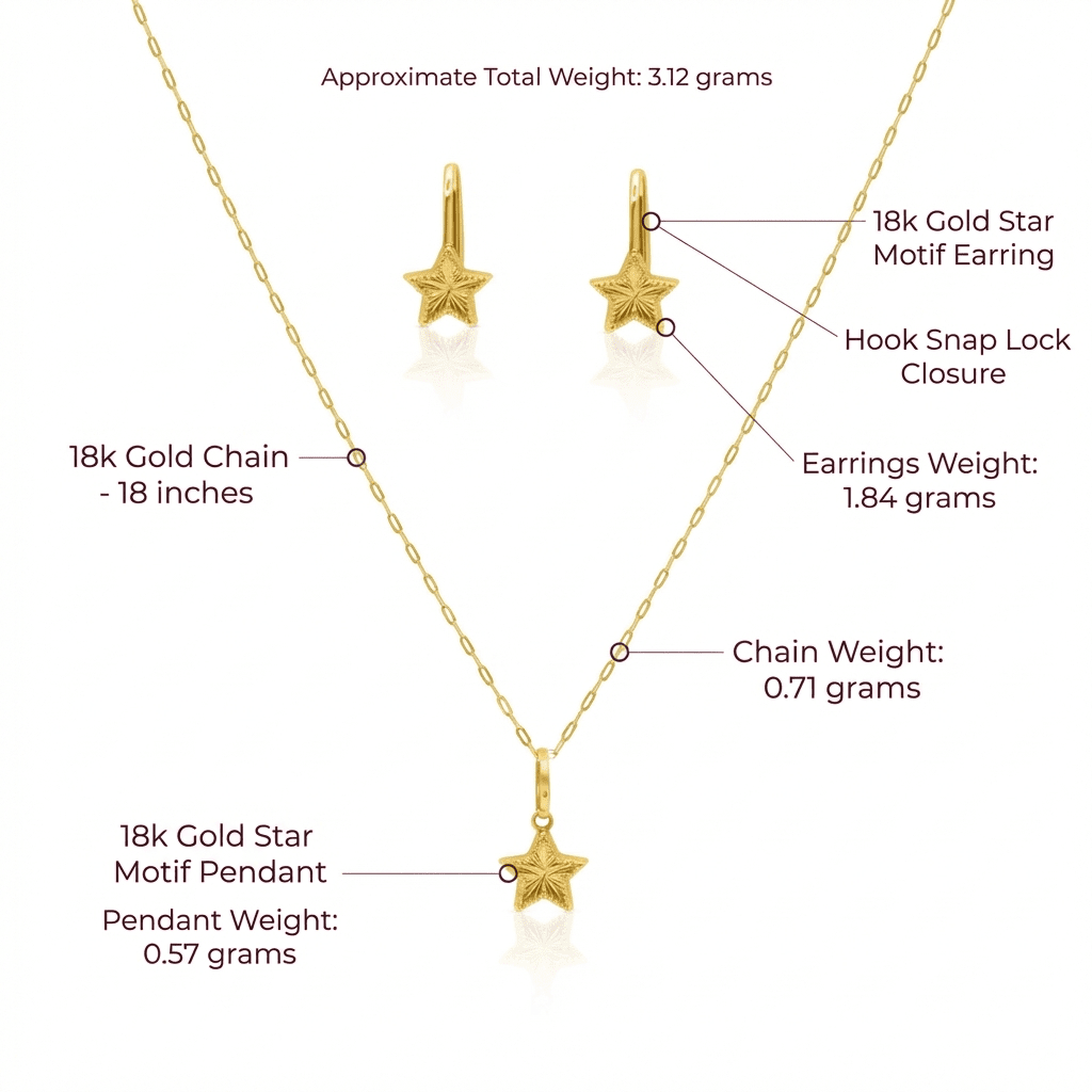 Star Motif Half Set, Solid 18K Gold - Delma Gold Jewelry