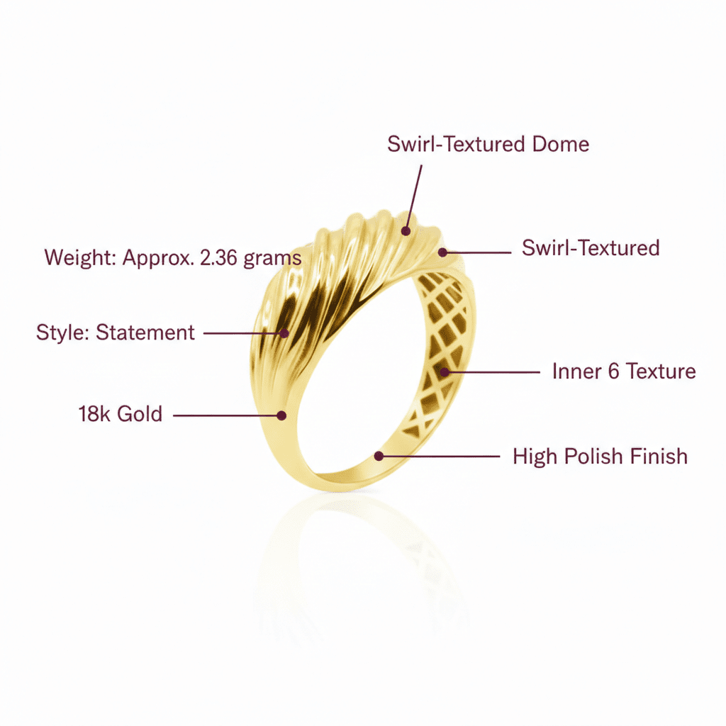 Swirl Dome Ring, Sculpted Solid 18K Gold - Delma Gold Jewelry