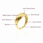 Swirl Dome Ring, Sculpted Solid 18K Gold - Delma Gold Jewelry