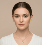 Textured Square Motif Jewelry Set, Solid 18K Gold - Delma Gold Jewelry