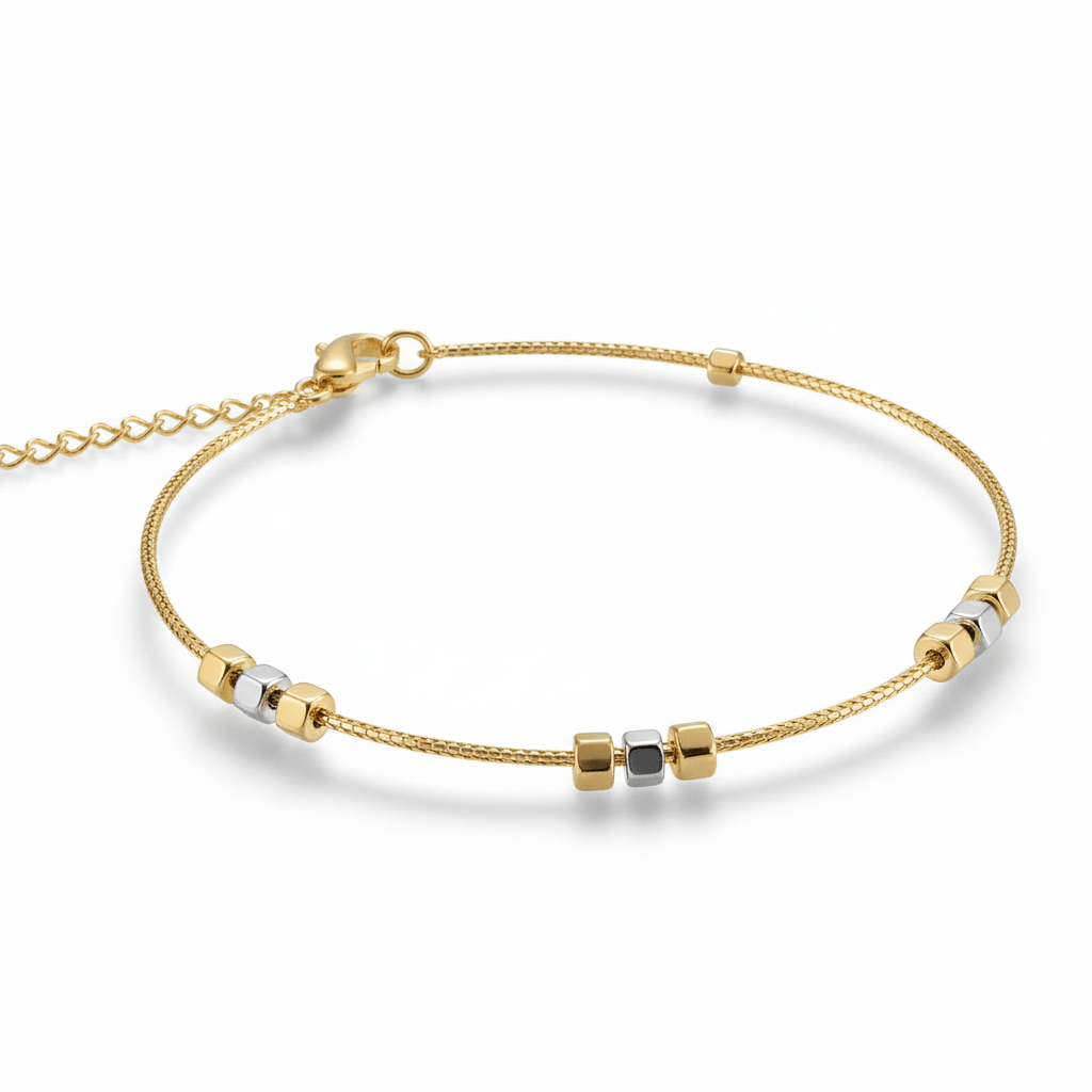 Tri - Color Gold Beaded Bangle Bangle - Delma Gold Jewelry