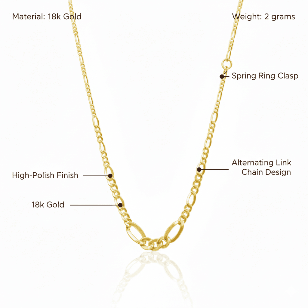 Tuscany Link Chain Necklace, Solid 18K Gold - Delma Gold Jewelry