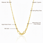 Tuscany Link Chain Necklace, Solid 18K Gold - Delma Gold Jewelry