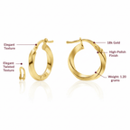 Twisted Hoop Earrings, Solid 18K Gold - Delma Gold Jewelry
