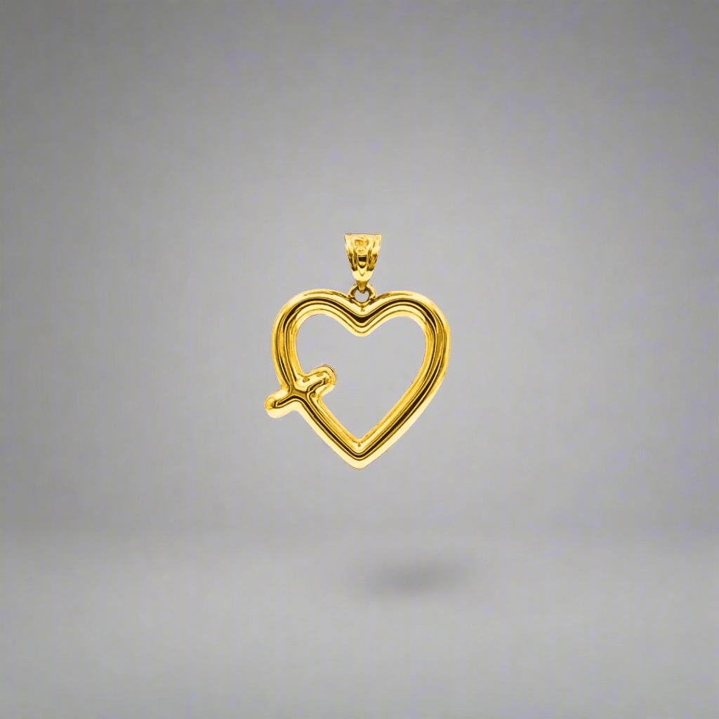 Two - Tone 18k Heart Pendant with White Gold Cross - Delma Gold Jewelry