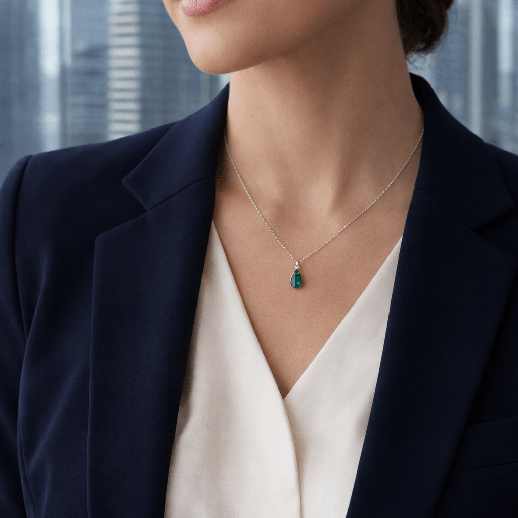 Verdant Grace Emerald Drop Pendant - Delma Gold Jewelry